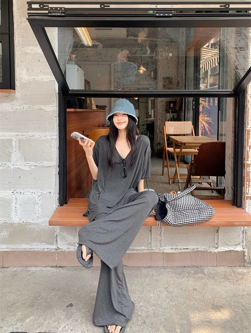 25Oct. 韓chic慵懶蝙蝠袖紙片上衣/休閒褲