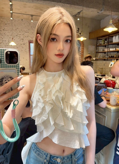 25Sep. 虞書欣款 娜拉仙女白色荷葉背心
