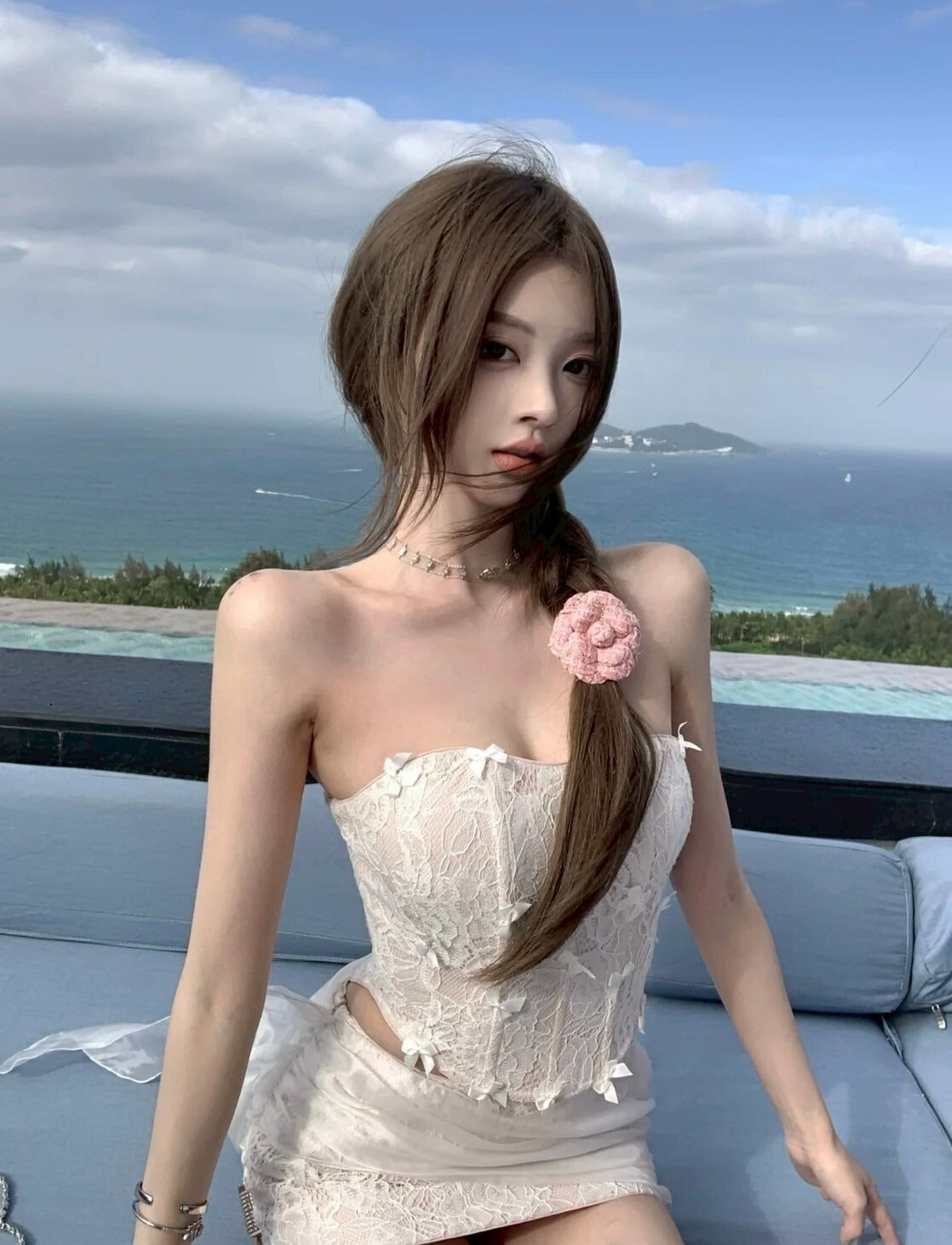 25Sep. 人魚姐姐 純欲提花魚骨抹胸半身裙套裝