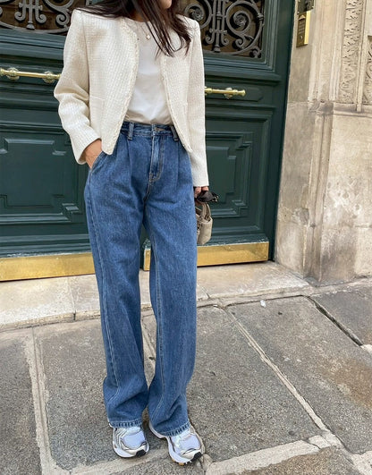 25Sep. 精緻香女孩 粗呢羊毛修身短外套 白