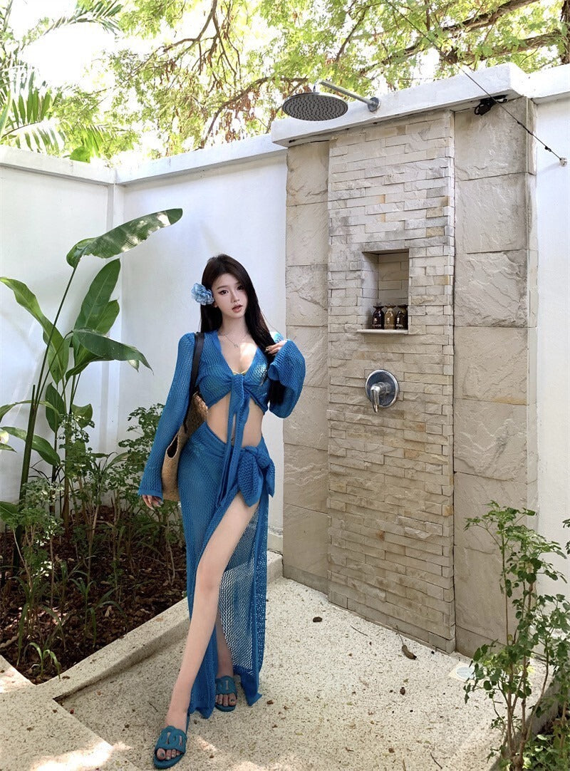 25Oct. 夏日必須來一套 高彩度縷空度假套裝 藍