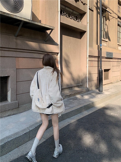 25Oct. 韓系運動 夾棉立領毛絨外套