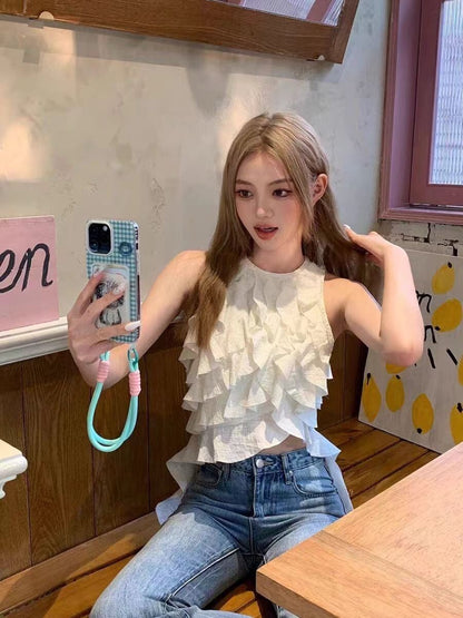 25Sep. 虞書欣款 娜拉仙女白色荷葉背心