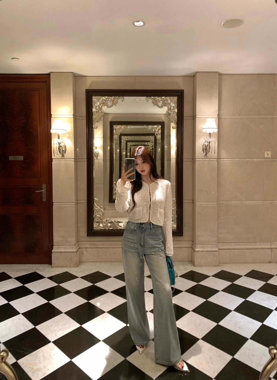 25Oct. 3D列印工藝高溫燙鑽牛仔直筒褲