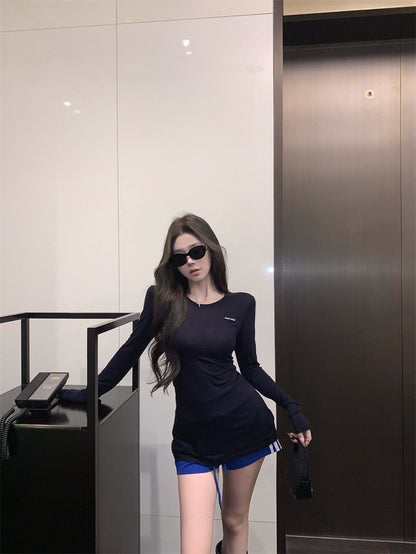 25Oct. miu 緊身系列 辣妹棉被T/直槓藍色短褲