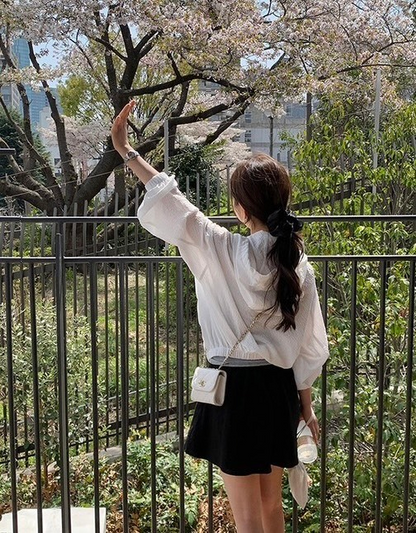 25Oct. 韓系少女素顏空調連帽抽繩外套 白