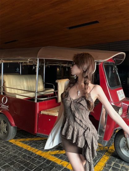 25Oct. 破壞感做舊荷葉飄帶背心