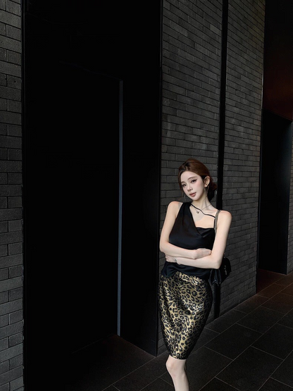 25Oct. 豹紋Wild紙醉金迷燙金印花復古半身裙