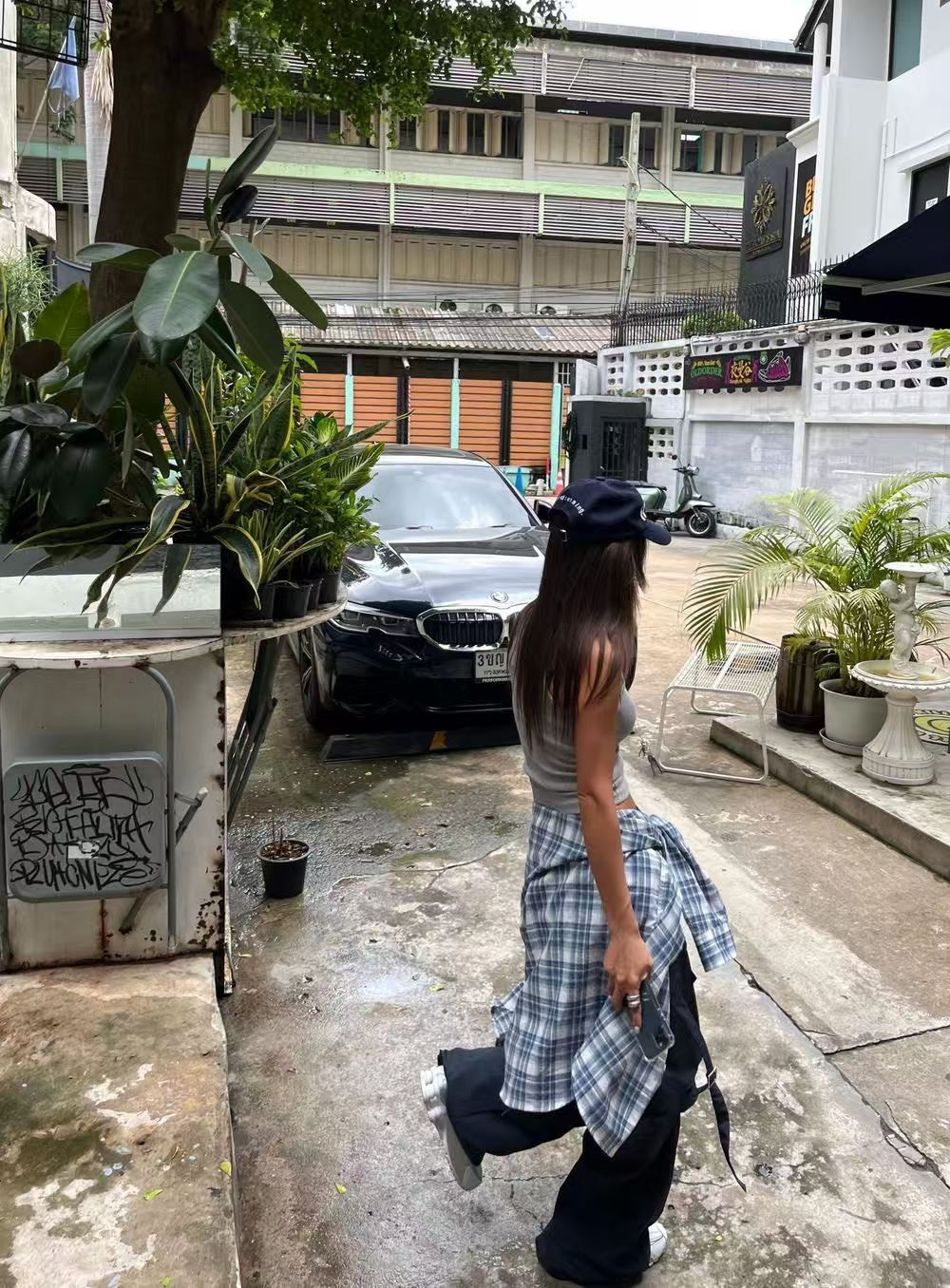 25Oct. 寬鬆休閒通勤格紋襯衫 藍/黑灰